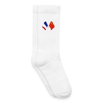 Drapeau de la France et drapeau de la Chine - Chaussettes de tennis bio enfant - blanc - Droite