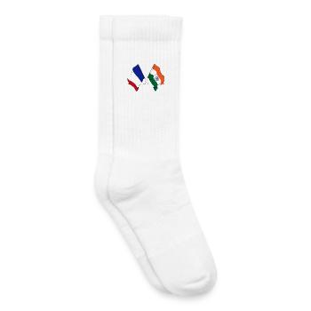 Drapeau de la France et drapeau de l’Inde - Chaussettes de tennis bio enfant - blanc - Droite