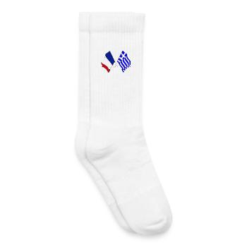 Drapeau de la France et drapeau de la Grèce - Chaussettes de tennis bio enfant - blanc - Droite
