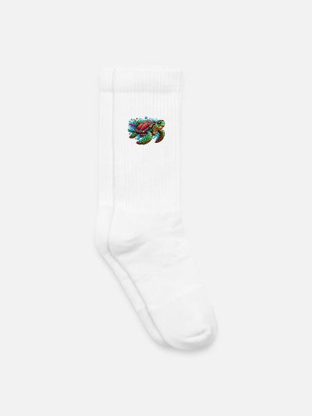 Schildkröte - Kinder Tennissocken - Weiß