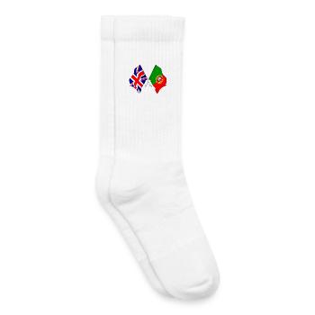 Flagge England, Flagge Portugal - Kinder Tennissocken - Weiß - Rechts