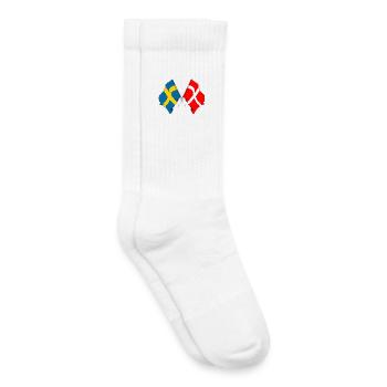 Drapeau de la Suède, drapeau du Danemark - Chaussettes de tennis bio enfant - blanc - Droite