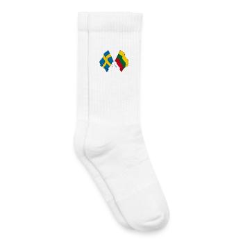 Drapeau Suède, drapeau Lituanie - Chaussettes de tennis bio enfant - blanc - Droite