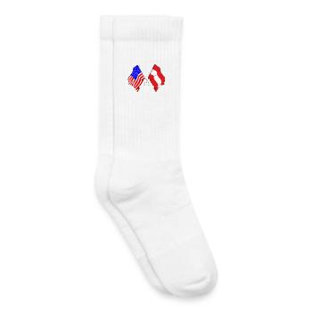 Flagge USA, Flagge Österreich - Kinder Tennissocken - Weiß - Rechts