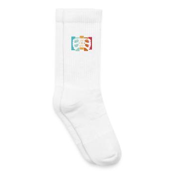 retro racing sim formula steering wheel vintage car logo - Kids Tennis Socks - white - Right