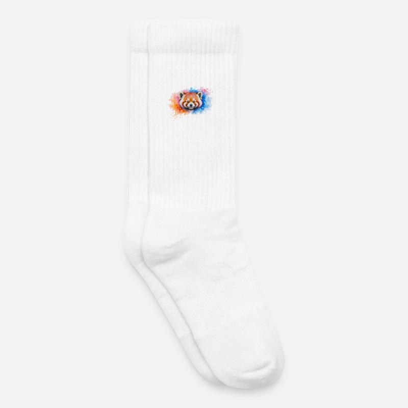 Wasserfarbener Roter Panda Splash - Kinder Tennissocken - Weiß