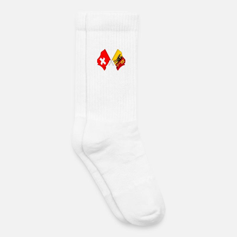 Flagge Schweiz und Flagge Kanton oder Genf - Kinder Tennissocken - Weiß