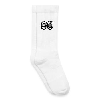 80. 80 ANS. 80e ANNIVERSAIRE. ANNIVERSAIRE 80 ANS. - Chaussettes de tennis bio enfant - blanc - Droite