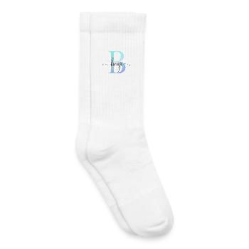 B| Monogram | Name | Benji | Watercolor - Kids Tennis Socks - white - Right