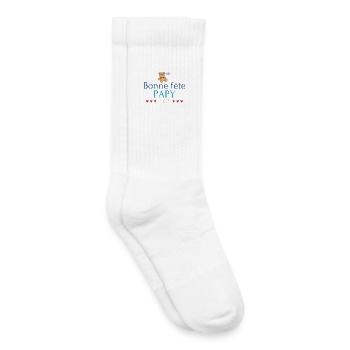 Bonne fête Papy. Annonce grossesse bébé. - Chaussettes de tennis bio enfant - blanc - Droite