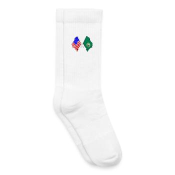 Drapeau des États-Unis et de l’État de Washington croisé - Chaussettes de tennis bio enfant - blanc - Droite