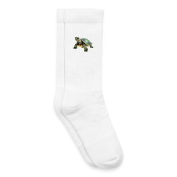 Detailreiche Schildkrötenillustration auf Kleidung - Kinder Tennissocken - Weiß - Rechts
