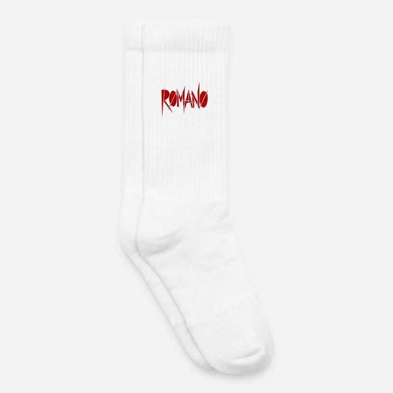 Romano Graffiti Font - Color Variable - Kids Tennis Socks - white
