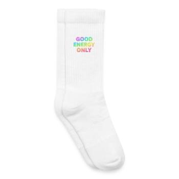 Good Energy Only – Positive Statement Typography - Kids Tennis Socks - white - Right