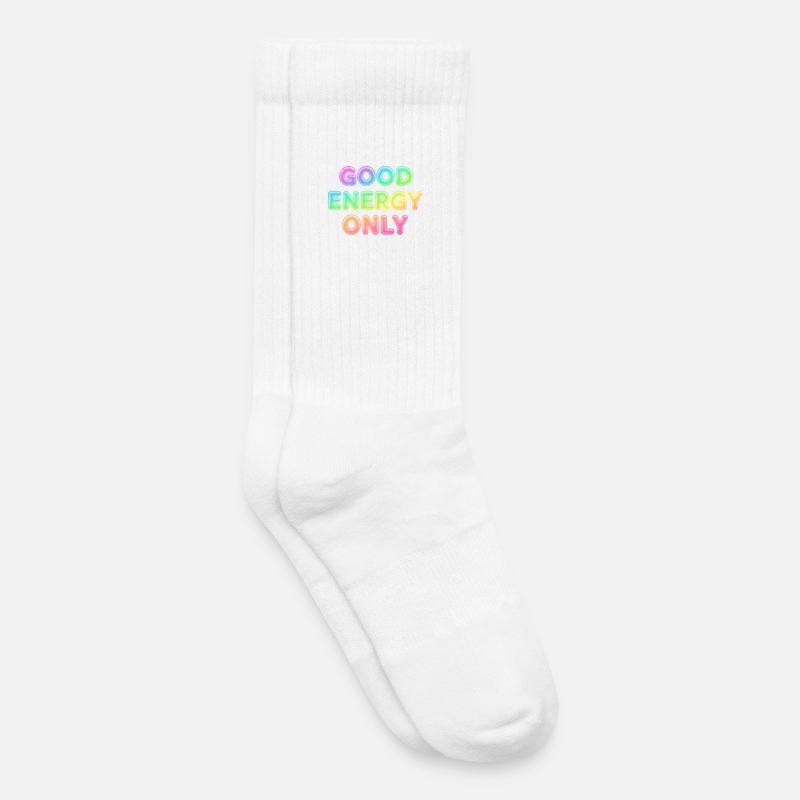 Good Energy Only – Positive Statement Typografie - Kinder Tennissocken - Weiß