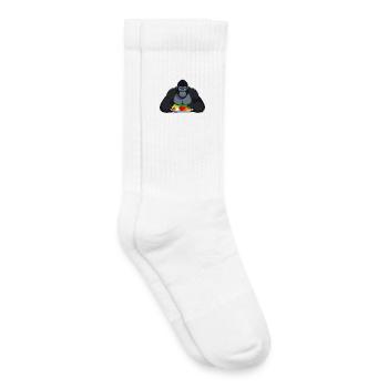 Cooler Gorilla mit Gemüseplatte Affe Motiv - Kinder Tennissocken - Weiß - Rechts