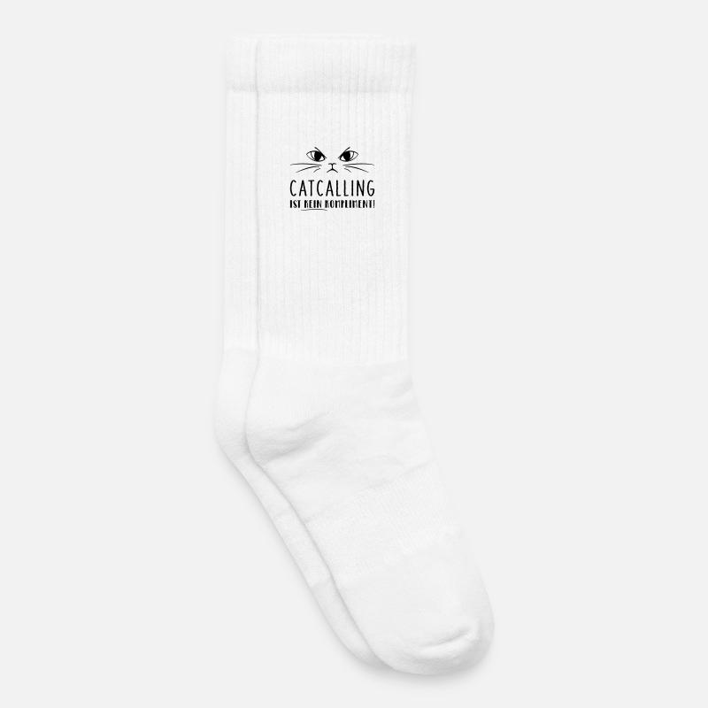 Catcalling is not a compliment! - Kids Tennis Socks - white
