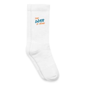 The Diver is Here, Drôle - Chaussettes de tennis bio enfant - blanc - Droite