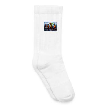 Parrot Parade with Rainbow Umbrella - Kids Tennis Socks - white - Right