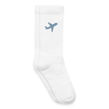 Blue Minimalist Airplane - Kids Tennis Socks - white - Right