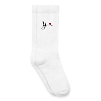 Conception initiale de monogramme en Y avec cœur - Chaussettes de tennis bio enfant - blanc - Droite