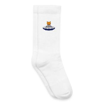 Le chat dans l’aventure OVNI - Chaussettes de tennis bio enfant - blanc - Droite