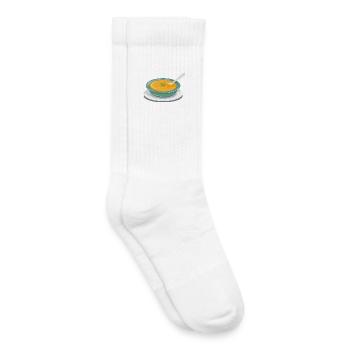 Soupe aux légumes dans une assiette avec une cuillère - Chaussettes de tennis bio enfant - blanc - Droite