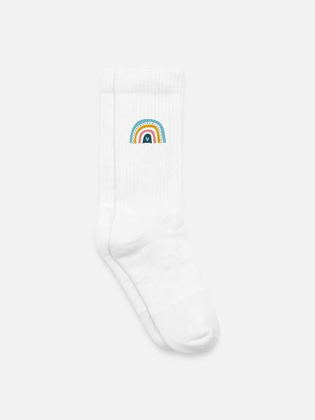 Rainbow with heart - Kids Tennis Socks - white