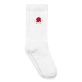 bright red lotus flower with flower ornament - Kids Tennis Socks - white - Right