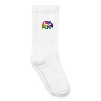 Bear Father Batik Tie Dye Bear - Kids Tennis Socks - white - Right