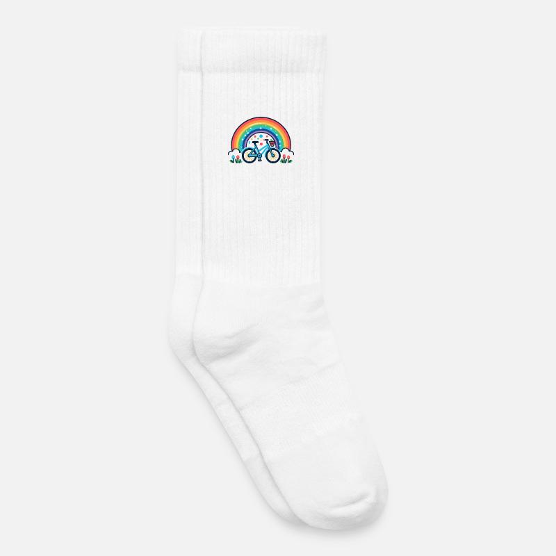 Rainbow Bicycle Joy Design - Kids Tennis Socks - white