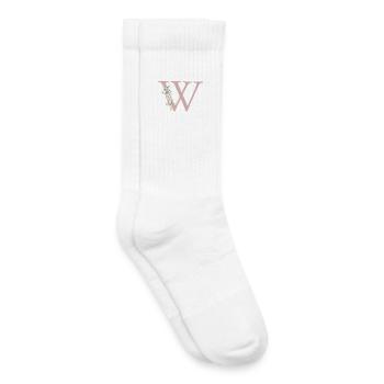 W Monogramme, Floral, Personnalisable - Chaussettes de tennis bio enfant - blanc - Droite