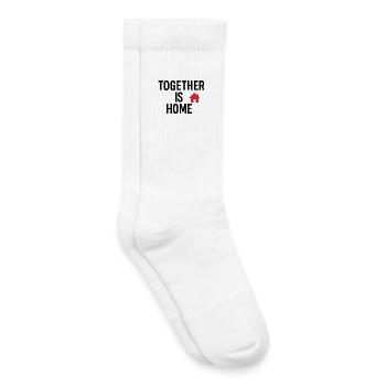 Warme Familie zusammen Hausgrafik - Kinder Tennissocken - Weiß - Rechts