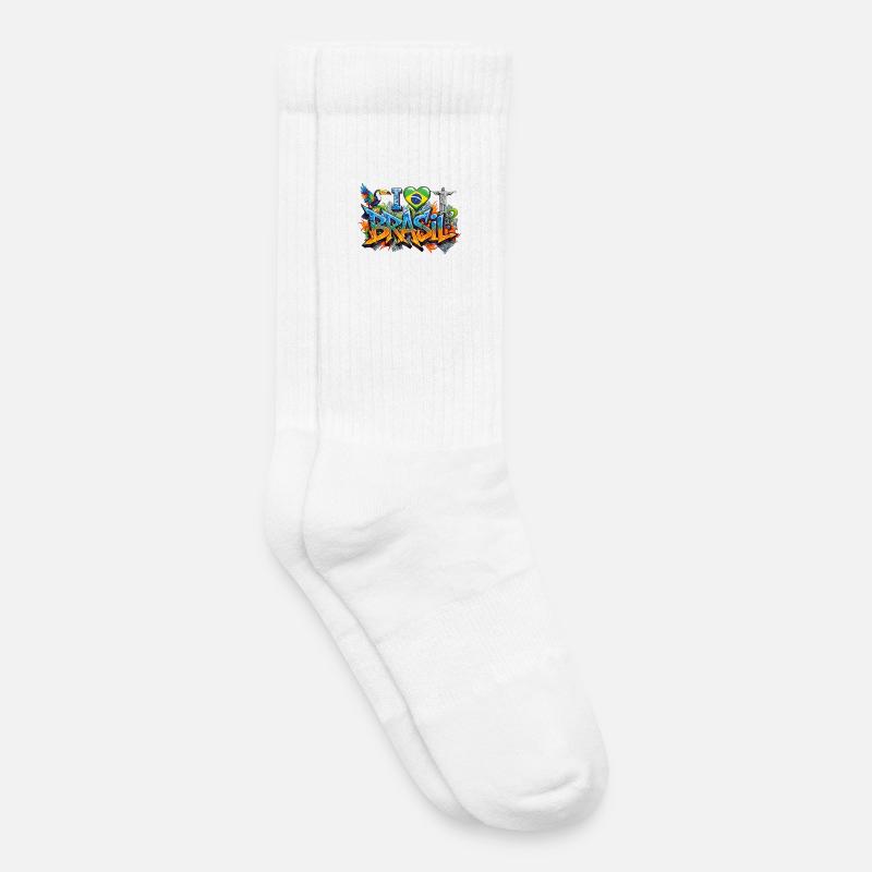 Lebendiges Graffiti Ich liebe Brasil Design - Kinder Tennissocken - Weiß