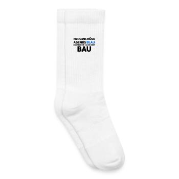 Morgens müde – Abends blau, Jungs vom Bau - Kinder Tennissocken - Weiß - Rechts