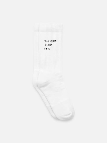 Lustiger Spruch: Dear Santa I Really Tried xmas - Kinder Tennissocken - Weiß