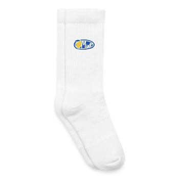 Lemon Yum Blue Retro Oval Logo - Kids Tennis Socks - white - Right