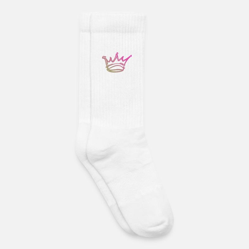 Gradient Crown Sketch - Kids Tennis Socks - white