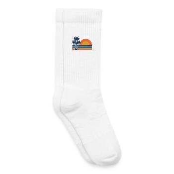 Retro Sunset Palm Trees Summer Beach - Kids Tennis Socks - white - Right