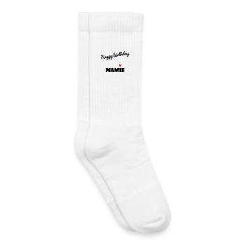 HAPPY BIRTHDAY. MAMIE. MAMAN. GRAND-MERE. FÊTE - Chaussettes de tennis bio enfant - blanc - Droite
