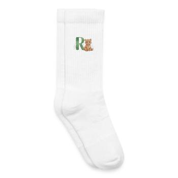 Bear with Letter R Illustration - Kids Tennis Socks - white - Right