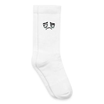 Mürrisches Trauriges Enttäuschtes Gesicht Lustig - Kinder Tennissocken - Weiß - Rechts