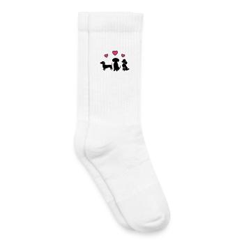 Promenade de la mère de trois chiens Cœurs de teckel - Chaussettes de tennis bio enfant - blanc - Droite