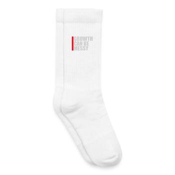 Growth Can Be Messy Persönlich Wachstum Zitat Logo - Kinder Tennissocken - Weiß - Rechts