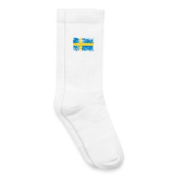 Drapeau suédois dans un style vintage - Chaussettes de tennis bio enfant - blanc - Droite