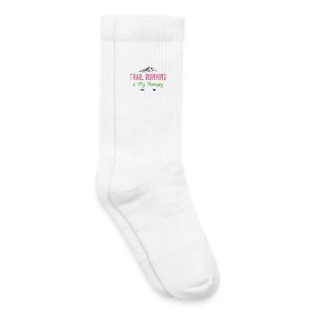 Le trail running est ma thérapie - Chaussettes de tennis bio enfant - blanc - Droite
