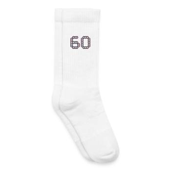 60. 60 JAHRE. 60-JÄHRIGES JUBILÄUM. 60. GEBURTSTAG. - Kinder Tennissocken - Weiß - Rechts