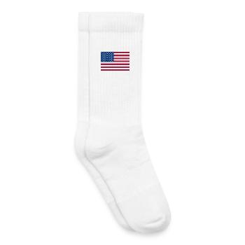Drapeau Americain Rouge Foncé - Chaussettes de tennis bio enfant - blanc - Droite