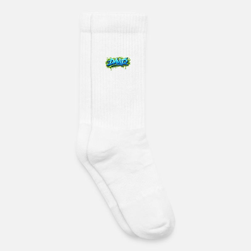 Graffiti name DAVID printable on everything - Kids Tennis Socks - white