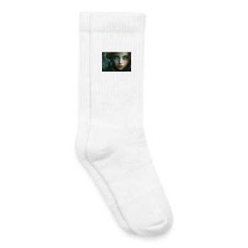 Des yeux cybernétiques dans la lumière néon - Chaussettes de tennis bio enfant - blanc - Droite